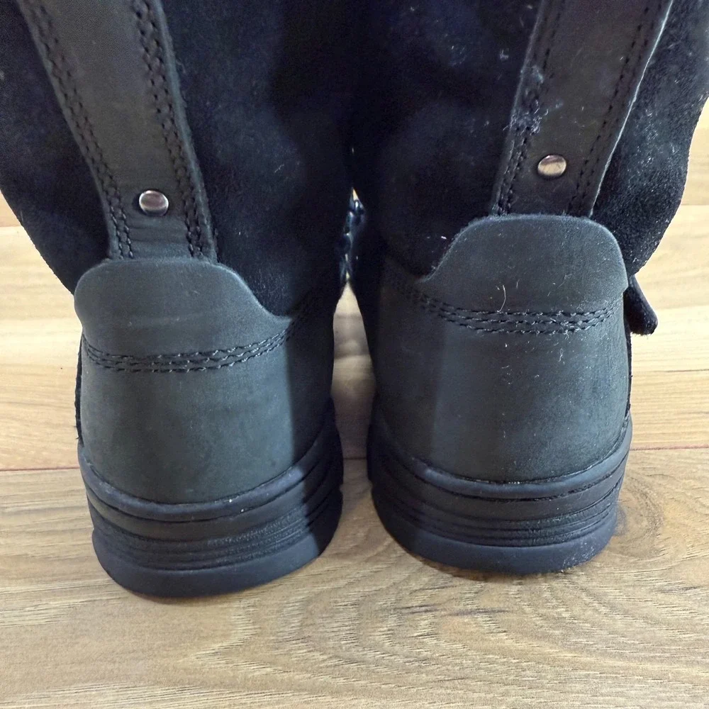 Polo Ralph Lauren Tavin‎ Shearling Boots Big Boys Size 4.5 Black Leather Suede